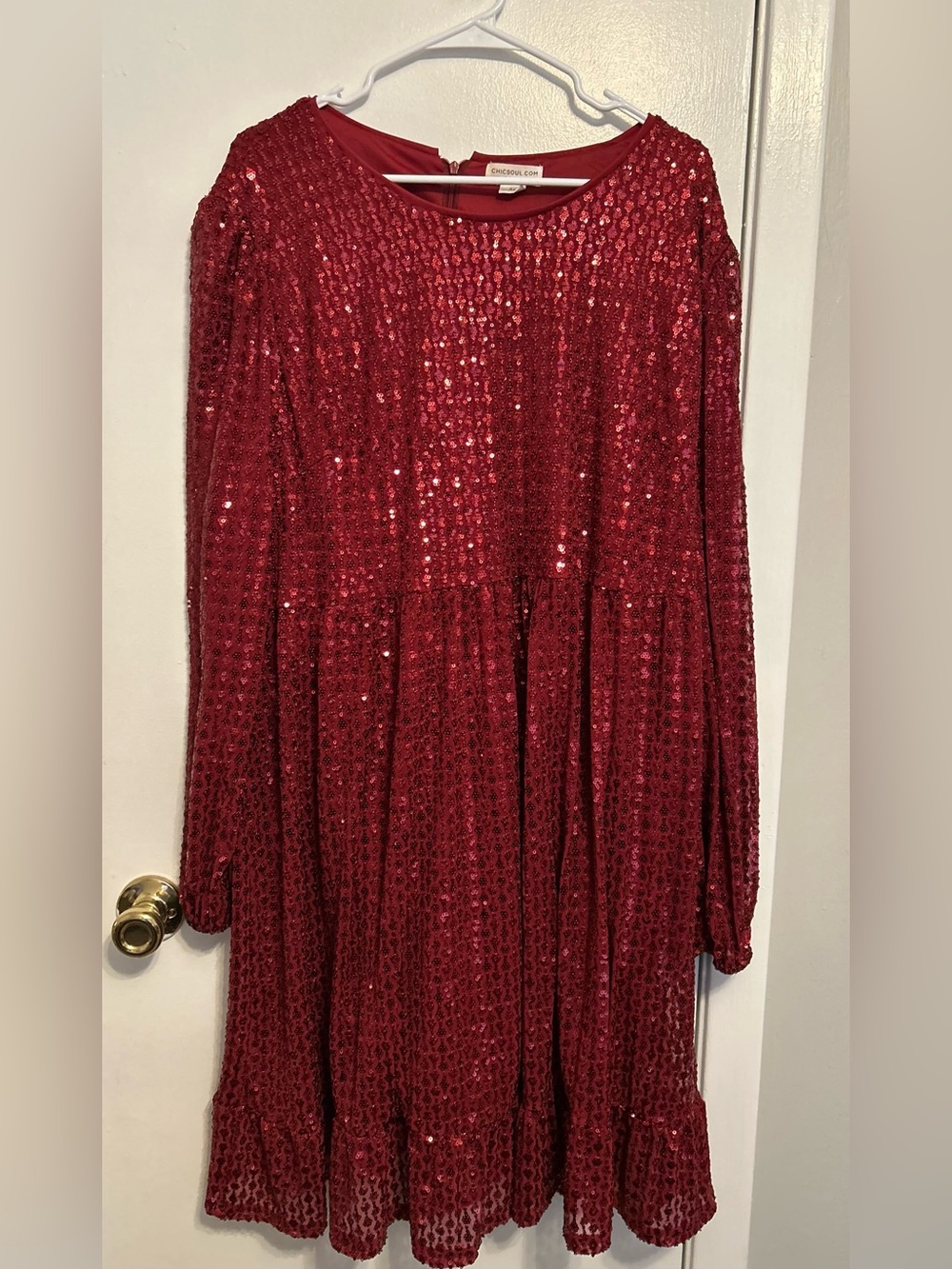 Chic Soul Red Sequin Midi Dress